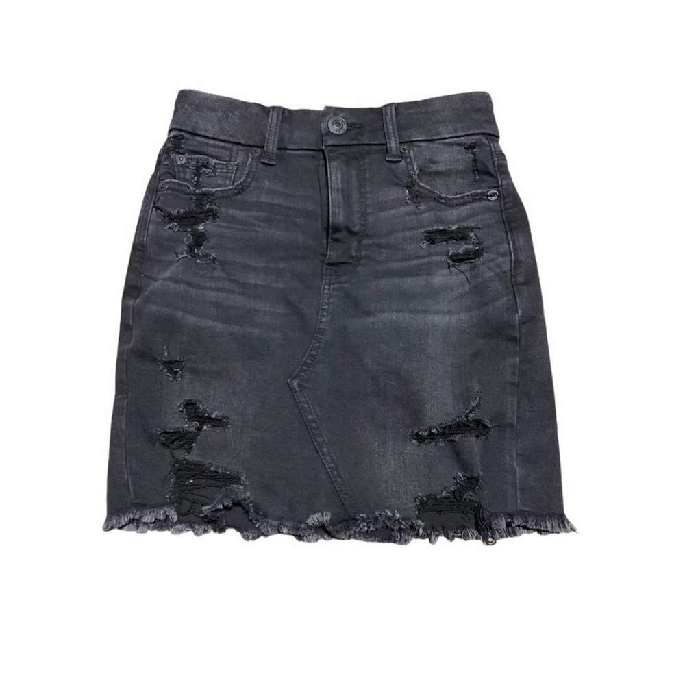 American eagle distressed denim skirt 00
